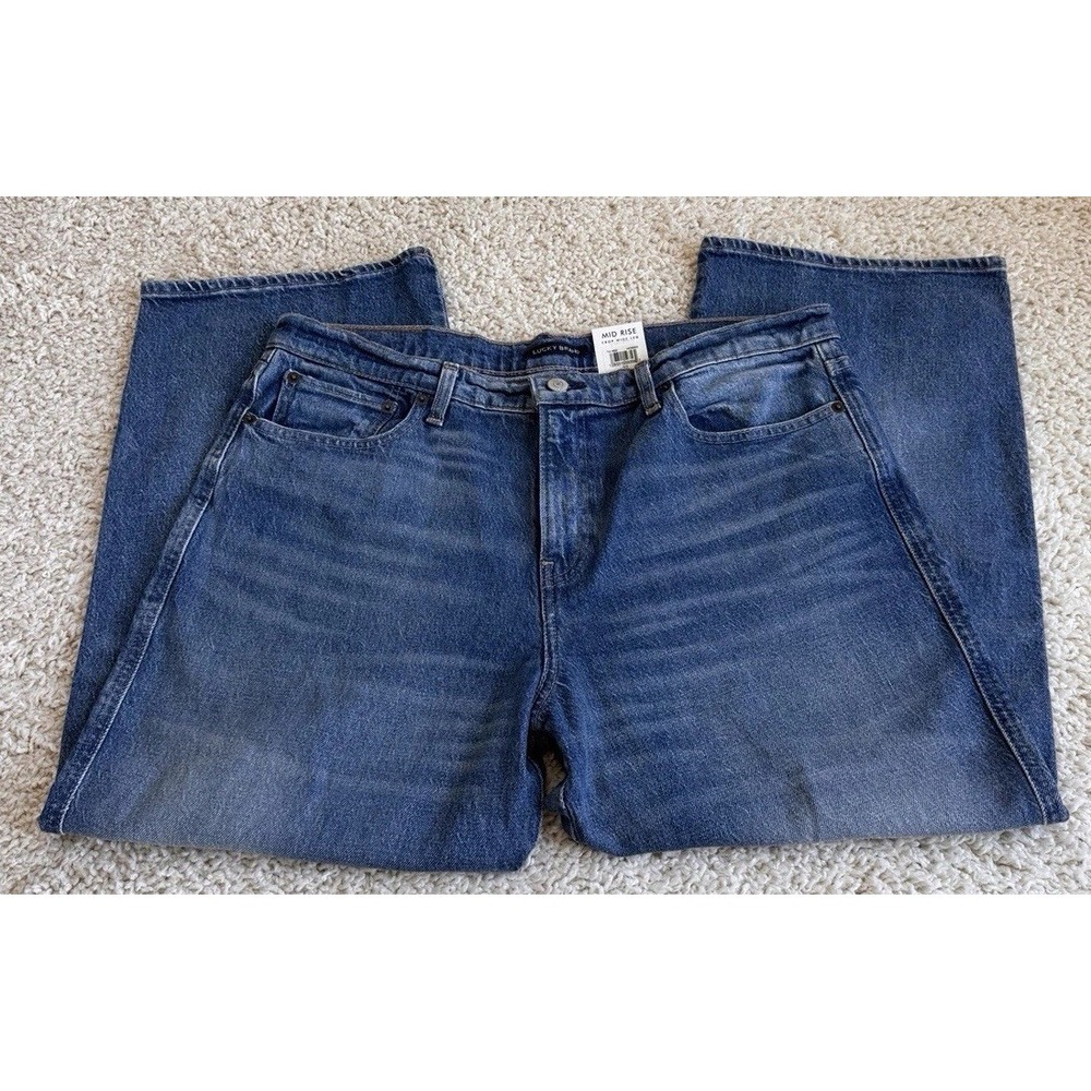 Lucky Brand Crop Wide Leg Jeans Women 14/32 Blue NEW Mid Rise Authentic Series